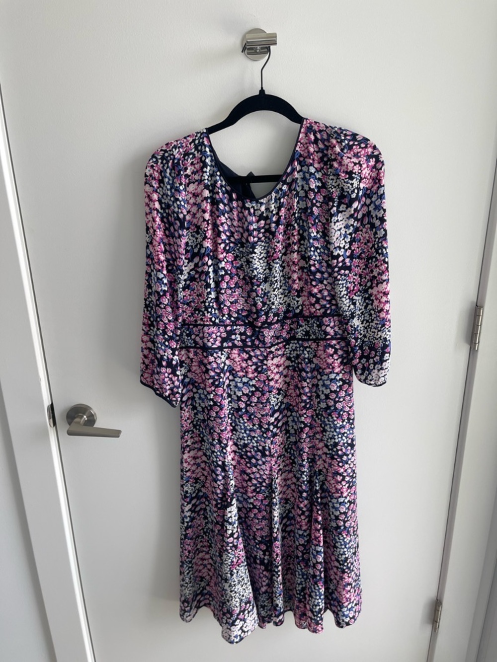 Talbots Floral Pink and Navy Midi Dress